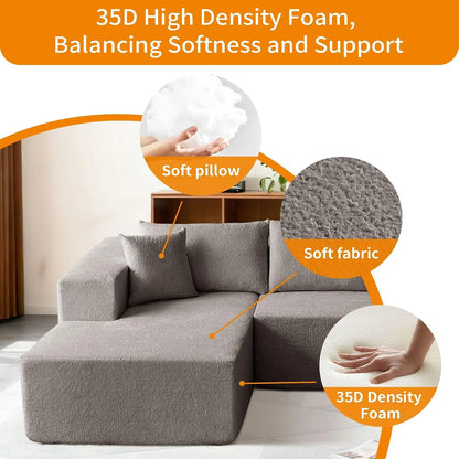 104" Sectional Sofa Boucle L-Shape Chaise High-Density Foam Living Room Set Right Hand Lounge Couch Apartment Office, Customized
