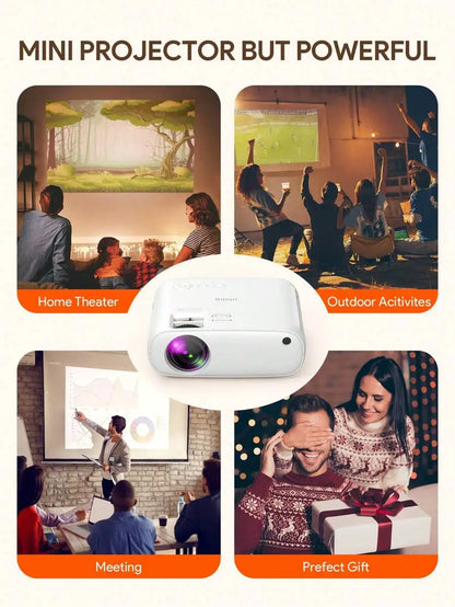 Projector, wireless Wi-Fi projector, full HD 1080P portable projector, suitable for movie projection on iOS/Android phones/tablets/laptops/PCs/USB drives/DVDs