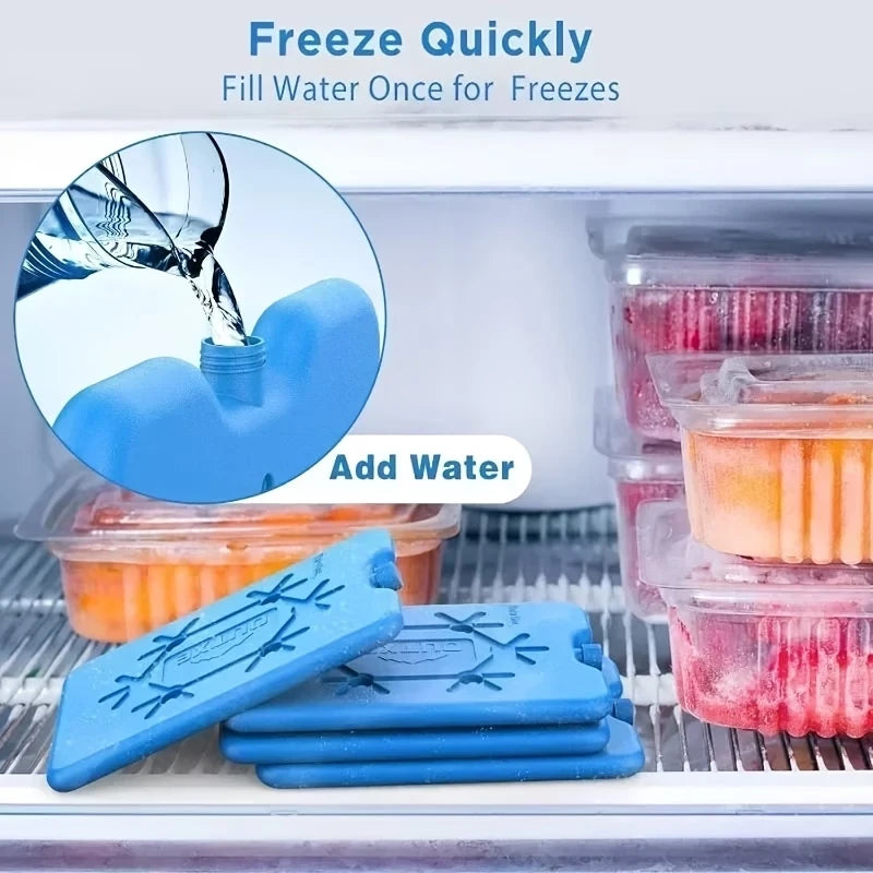 1-40Pcs Reusable Ice Pack Freezer Ice Cooler Bag Long-lasting Cooling Water Fill Box for Fresh Food Storage Refrigeration