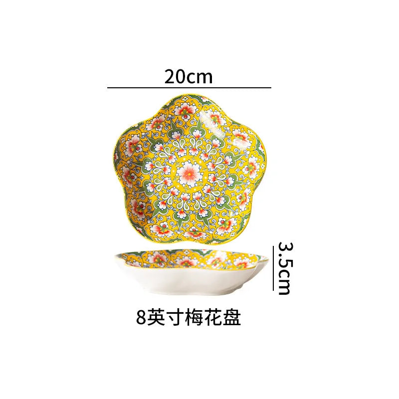 Ceramic Tableware Set Rice Bowl Serving Plate Creative Cutlery Soup Plate Noodle Handle Bowl Sauce Dish Steak Salad Fruit Plate