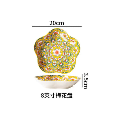 Ceramic Tableware Set Rice Bowl Serving Plate Creative Cutlery Soup Plate Noodle Handle Bowl Sauce Dish Steak Salad Fruit Plate