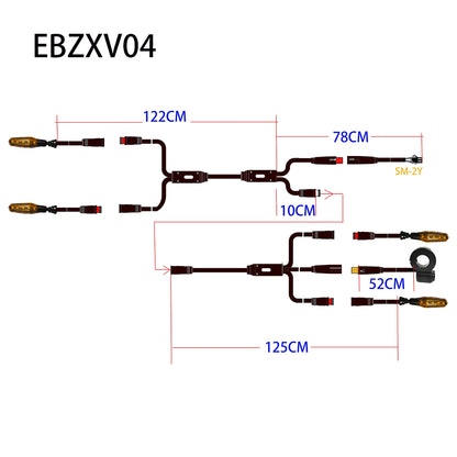 EBKE Electric Bicycle Ebike Turn Signal V04 12V or 36V 48V 52V 72V Waterproof Cable LED Flashing