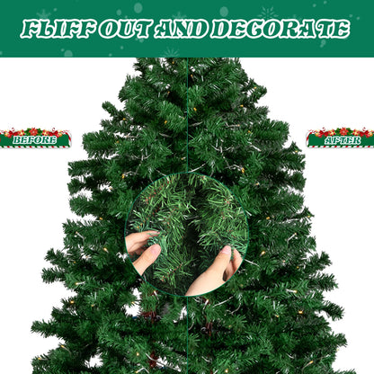 6FT Pre‑lit Bent Top Christmas Tree, Santa Hat Style Artificial Hinged Xmas Tree with 250 Warm White LED Lights, 839 Branch Tips for Home Holiday Party Decor