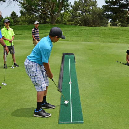 KOFULL Golf Putting Green Mini Golf Putting Mat with Ball Return for Putter Practice Indoor/Outdoor Training Tools