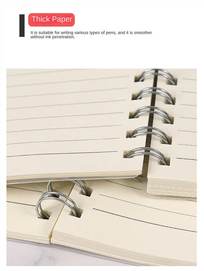 1 Pcs Thick Student Notebook, Minimalist Ledger, Horizontal A5/B5/A4 Notebook, A Total of 80 Sheets (Including Ledger Stickers)