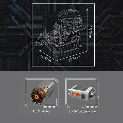 Mould King 10225 Technical Engine Toys The Motorized V8 Car Engine Building Block Assembly Engine Brick Set Kids Christmas Gift