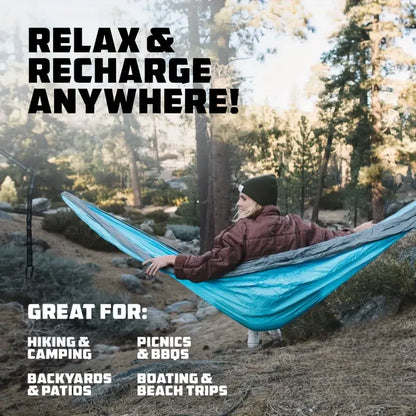Camping Hammock Single Portable Hammocks with 2 Tree Straps and Attached Carry Bag Great for Outdoor Indoor Beach Camping
