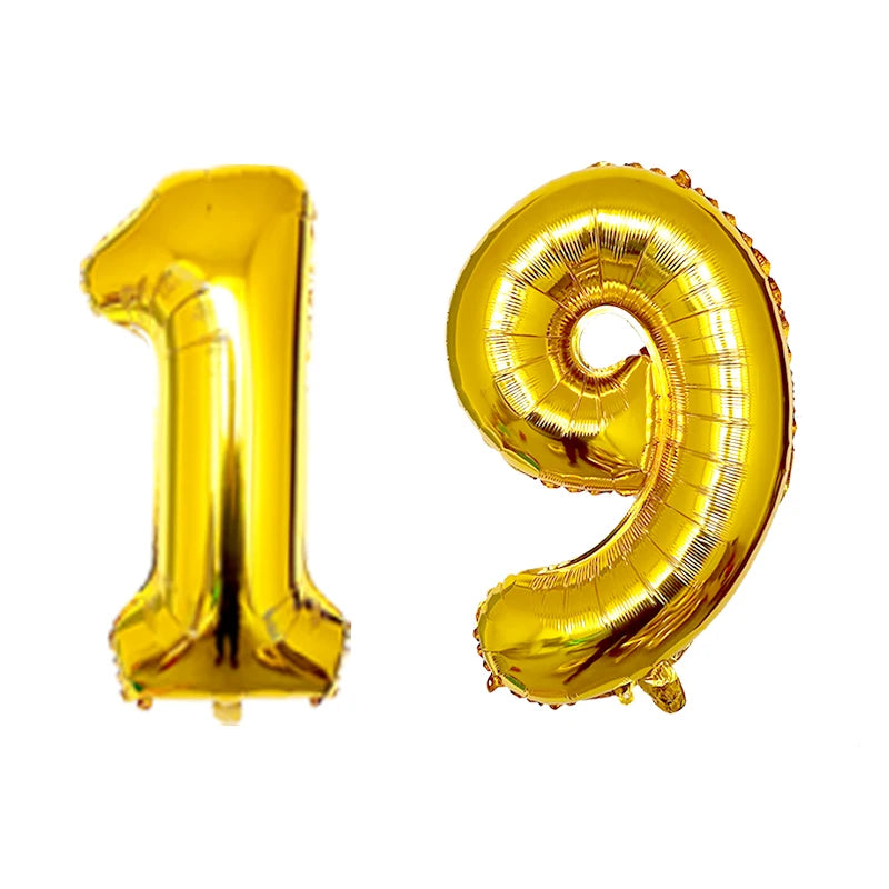 2Pcs 32 Inch Gold Silver Black Blue Red Helium Foil Number Balloon 16 17 18 19 20 21 Happy Birthday Party Decoration Supplies