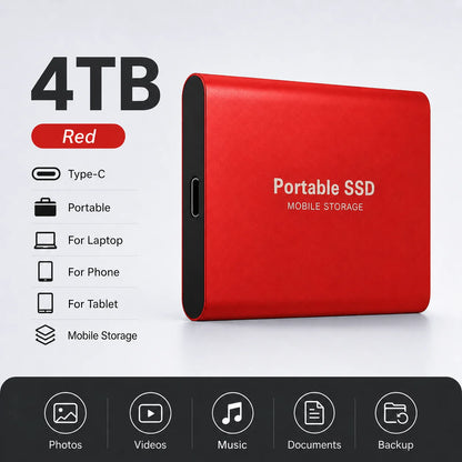 Space Efficient External Hard Drive 2TB Portable Mobile Hard Disk for Family Daily Photo Saveing PC Laptop