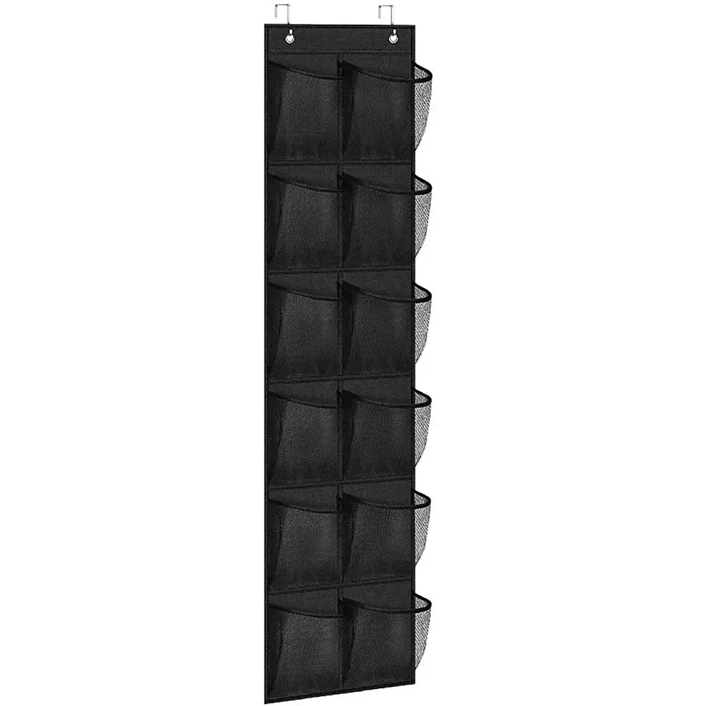 12 Pockets Shoe Underwear Hanging Holder with 2 Hooks Mesh Hanging Bag Over Door Hooks Shoes Organizer Closet Holder