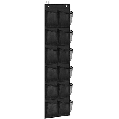 12 Pockets Shoe Underwear Hanging Holder with 2 Hooks Mesh Hanging Bag Over Door Hooks Shoes Organizer Closet Holder