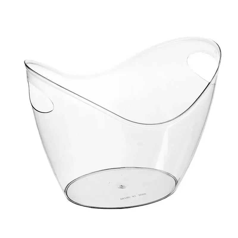 4L Clear Ice Bucket Beverage Tub Handle Cooling Large Ice Bucket for Wine Champagne Bar Supplies for Family Wine Beer Chiller