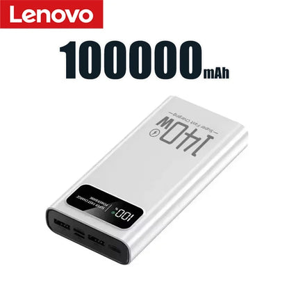 Lenovo 500000mAh High Capacity Power Bank 140W Super Fast Charging Battery Pack LED Digital Display Powerbank For Xiaomi IPhone