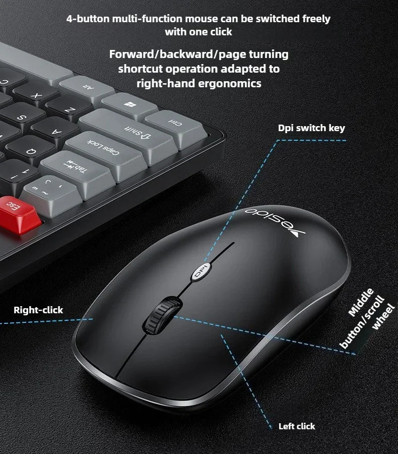 Hot Sale Portable USB Wireless Keyboard & Mouse Set for Desktop & Laptop Silent Mouse Set Suitable for Home Game & Office Use