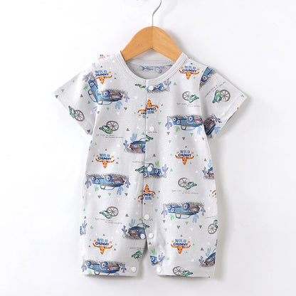 Newborn Short Sleeve Onesie Soft Breathable Lightweight Open Front Romper for 0-1 Year Baby Loungewear