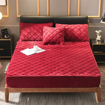 Plush thickened quilted mattress cover warm and soft crystal cotton sheet quilted mattress cover does not include Pillowcase