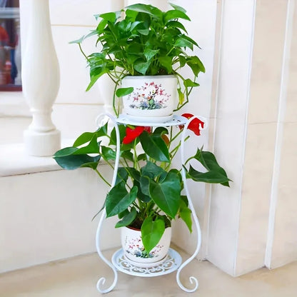 Elegant  Metal Flower Stand, European Style Floor Plant Display Rack, Multi-tier Flower Pot Holder for Home Garden Balcony