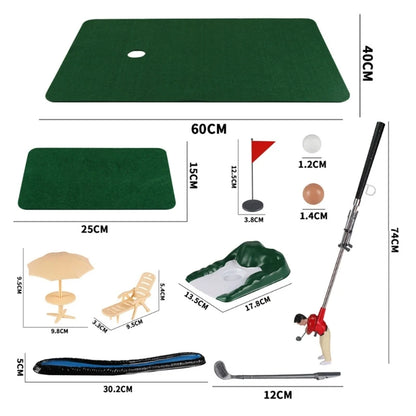 F92E Minitype Indoor Golf Game Funny Golf Game Golfer Set Golf Accessory Set