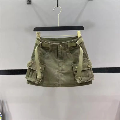 Women's Premium Denim Skirt Button Front High Rise Jean Skirt for Casual Wear Travel Shopping and Daily Outfits