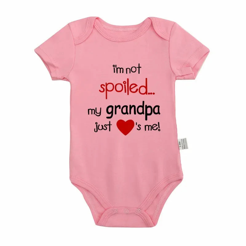 I'm Not Spoiled My Grandma Loves Me Baby Romper Crawling Clothes Triangle Onesies Newborn Baby Clothes Onesies for Babies
