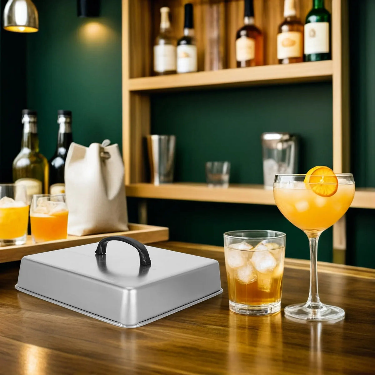 Square Basting Cover 10x10x2 Stainless Steel Grill Pan Cover Dome Cheese Melting Steaming Lid Griddle Splatter Guard