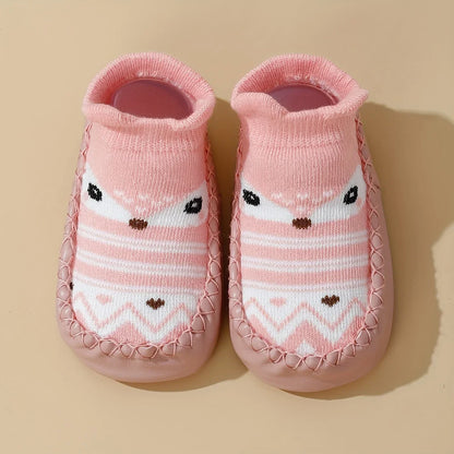 1 Pair Spring Autumn Cartoon Cute Baby Toddler Anti-Slip Dot Glue Boat Socks, Suitable for Indoor Outdoor, Daily Wear, Ideal for Learning to Walk Children