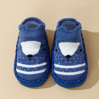1 Pair Spring Autumn Cartoon Cute Baby Toddler Anti-Slip Dot Glue Boat Socks, Suitable for Indoor Outdoor, Daily Wear, Ideal for Learning to Walk Children