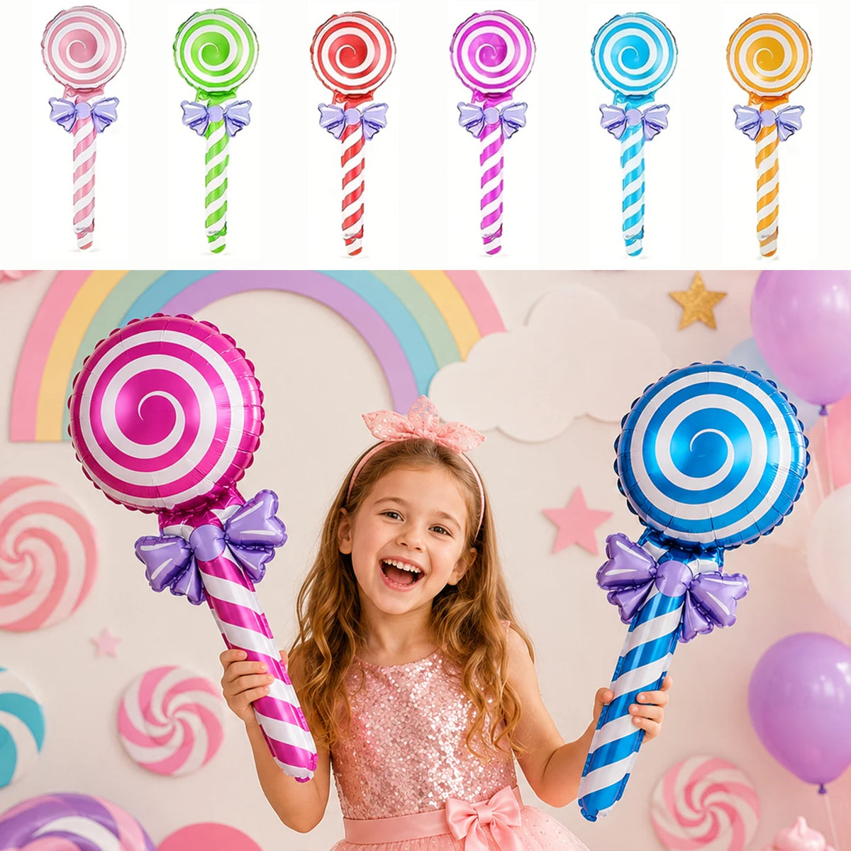 32Pcs Lollipop Balloons, Colorful Candy Balloons, Birthday Party Decoration Balloons, Carnival Gifts , Party Supplies