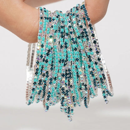 5pcs Fashion Colorful Acrylic Crystal Rhinestone Elastic Bracelet For Women Stretch Wristband Wedding Bracelets Daily Jewelry