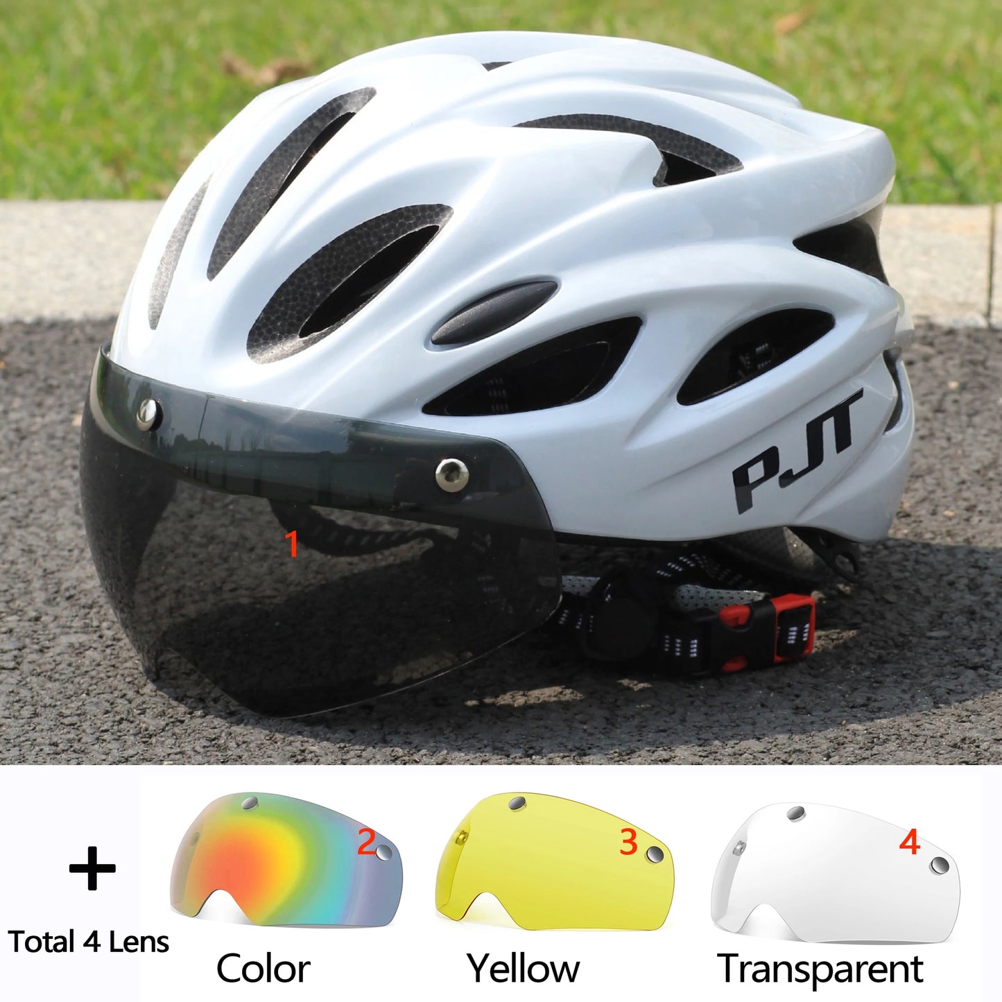 PJT Ultra-Light Magnetic Goggles Bicycle Helmet Lightweight PC Shell & EPS Foam Construction Cycling Helmet MTB Bike Helmet