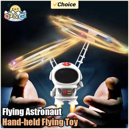 Flying Robot Astronaut Toy Aircraft High-Tech Hand-Controlled Drone Interactive Dual Wings with Lights Outdoor GiftS for Kids