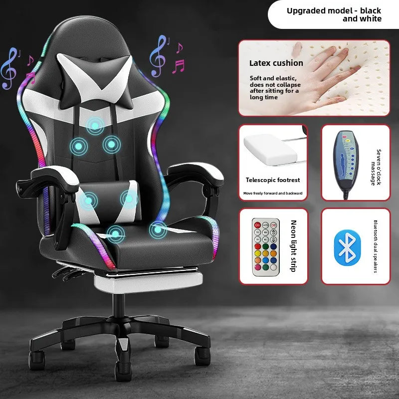 Reclining Backrest Chair E-sports Chair Lights Bluetooth Speaker LED Display Gaming Chair Anchor Chair Massage Chair Gaming