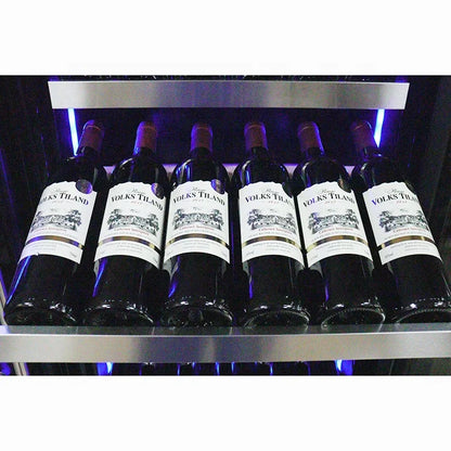 High-end Stainless Steel Wine Cooler Beech Wood Display Shelf Beverage Fridge for Vintage Wine Storage Home Bar Club Pro