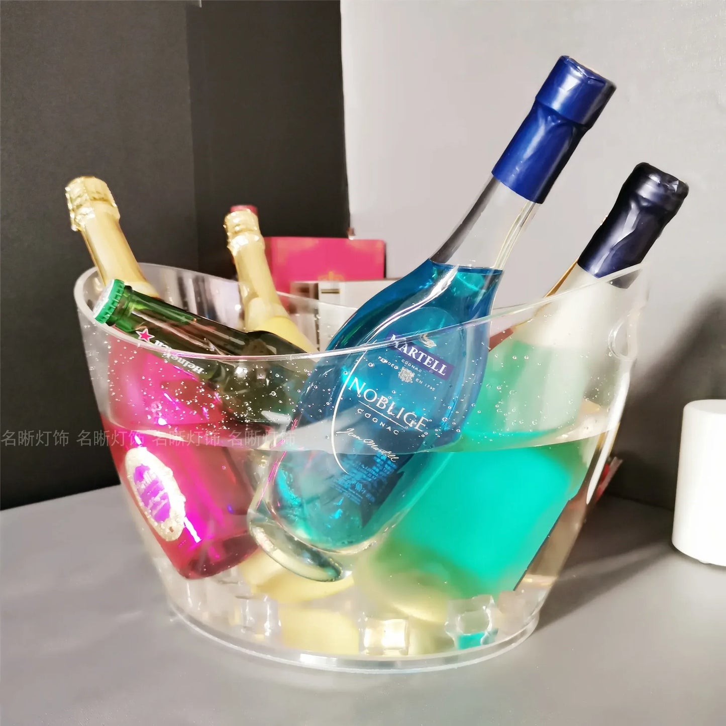 Rechargeable LED Ice Bucket  Crown Shaped Wine Beer and Champagne Cooler with Glowing Light for Bar Party and Nightclub Use