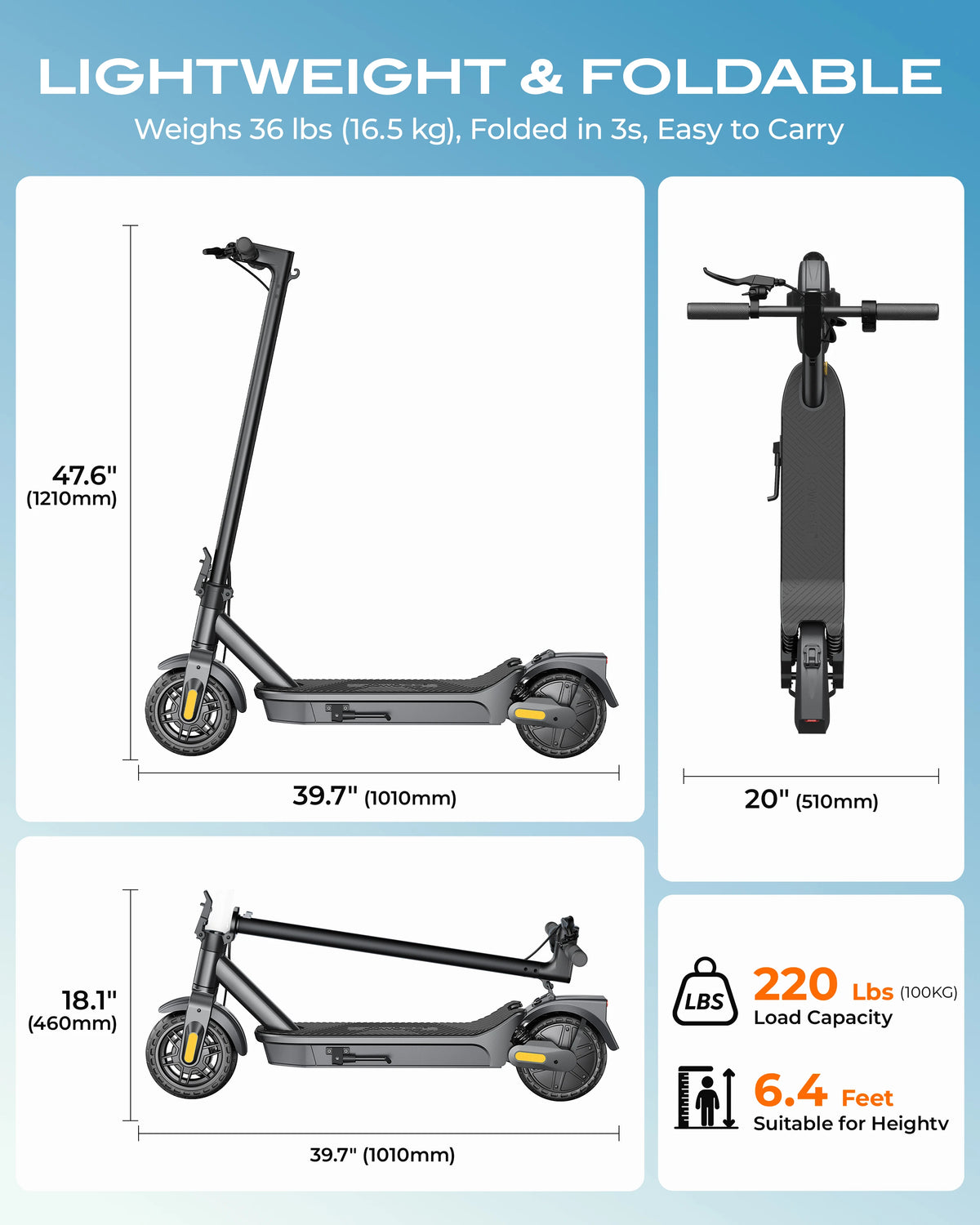 Foldable Adult Electric Scooter 8.5 Inch 500W 36V Long Range E Scooters Portable Commuter E Scooter For Adult Daily Travel