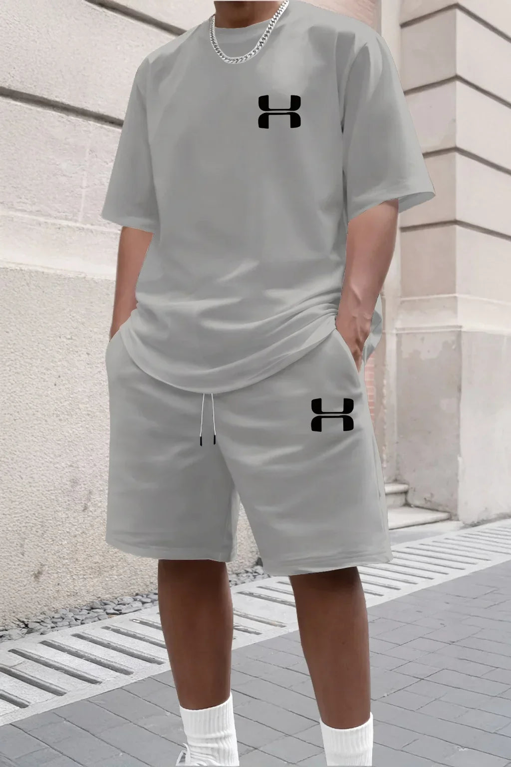 Men's Sporty Suit Set Short Sleeve T-shirt And Sports Shorts Two Piece Casual Suits Summer Breathable Outdoor Athletic Outfit