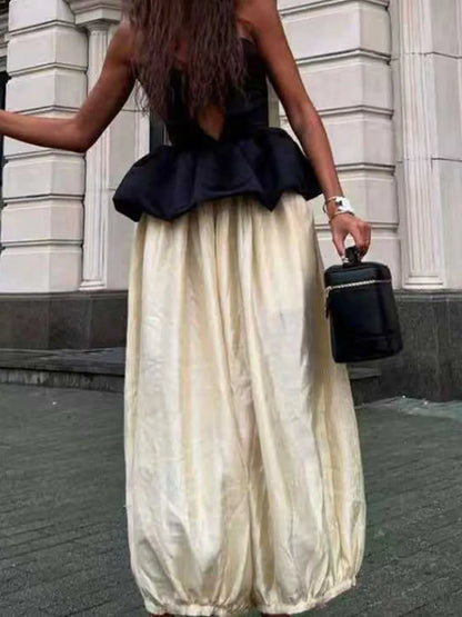 New Summer Off Shoulder Slim Fit Party Suit Elegant Temperament Solid Outfit Ladies Sexy Strapless Top And Pants Two Piece Set