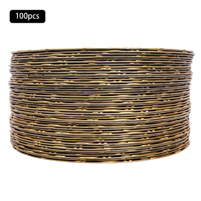 100-Pack Gold Charger Plates – Pp – 13" Embossed Rim – Spray Painted – Stackable – Elegant Wedding Banquet Party Table Decor