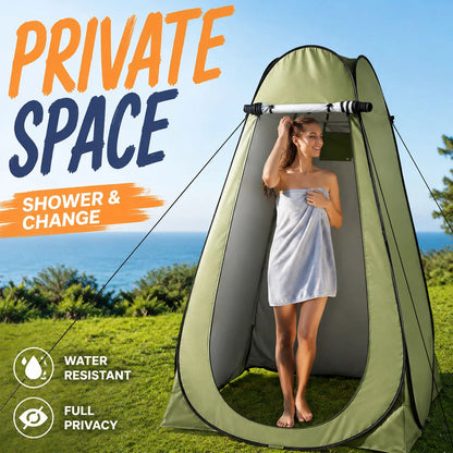 Instant Pop Up Changing Tent 192cm Tall Portable Outdoor Privacy Shower Tent with Silver Coating Waterproof Foldable Camping Toilet Dressing Booth with Carry Bag Stakes Ropes for Beach Swimming Fishing Hiking Photography