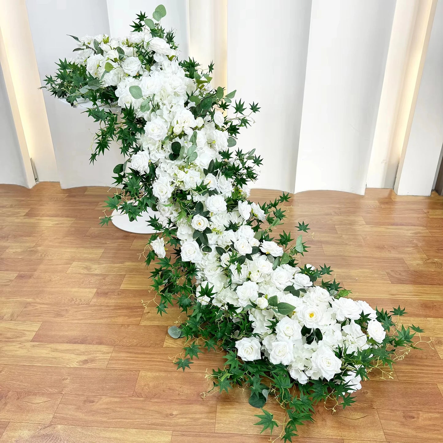 Uflower 2m Luxury Artificial Flowers Wedding Backdrop Table Long Runner Flower Row Floral Backdrop Arrangement Wall Arch Decor