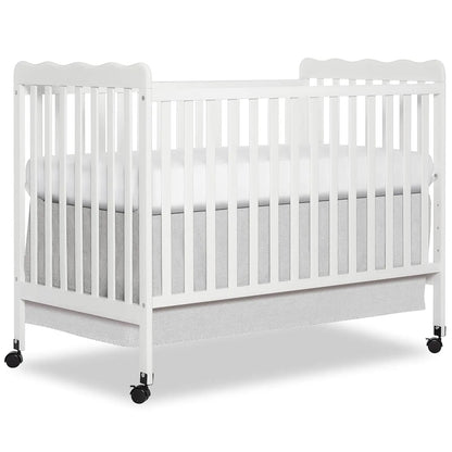 White 3-in-1 Convertible Baby Crib with 4 Height Adjustments, Toddler Bed Conversion & Locking Wheels