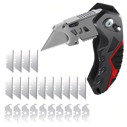 Heavy Duty Folding Utility Knife with Replaceable Blades – for Box, Cable, Cardboard Cutting