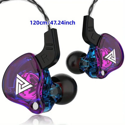 QKZ AK6 Copper Driver HiFi Wired Earphone 3.5MM Race Sport Headphone Bass Stereo Headset Music Earbuds In Ear With Mic,Gifts for Men,Christmas Gifts