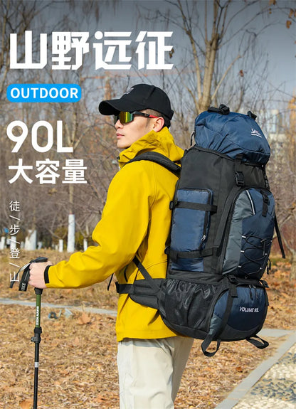 90L Hiking Backpack Men Women Large Capacity Outdoor Camping Rucksack Waterproof Travel Bag Mountaineering Trekking Bag