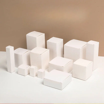 20pcs White Kraft Box 4-23cm Height Small Carton Universal Packaging Box Square Blank Cardboard Box for Candle and Gift