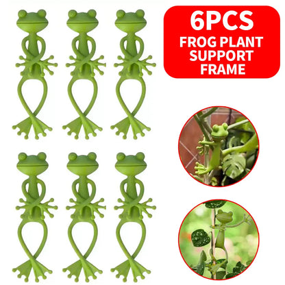 6 pieces, 3 pieces, and 1 piece of green frog plant support and fixture, suitable for indoor and outdoor garden stem growth plan