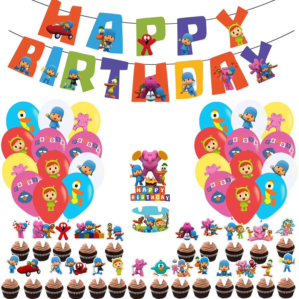 Pocoyoed Foil Air Balloons Eily Pato Latex Ballons Elephant PP Party Happy Birthday Banner Baby Shower Decoration Kids Boys Toys
