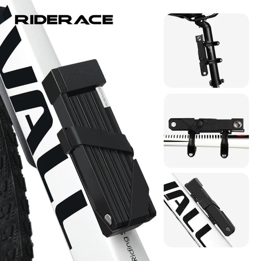 RIDERACE Foldable Bicycle Lock Portable High Security Anti-Theft MTB Bike Scooter Electric E-Bike Road Cycling Chain Locks