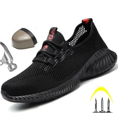 Work Boots Breathable Safety Shoes Men's Lightweight Summer Anti-Smashing Piercing Work Sandals Protective Single Mesh Sneaker