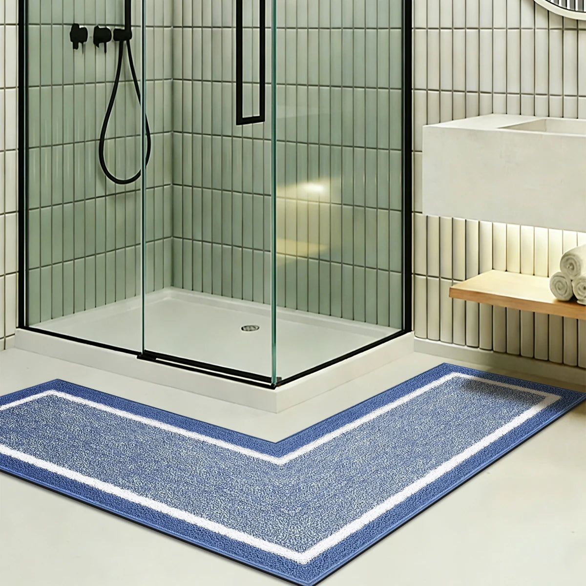 Simple L-shaped shower mat bathroom mat diatomaceous earth absorbent mat toilet anti-slip mat door mat